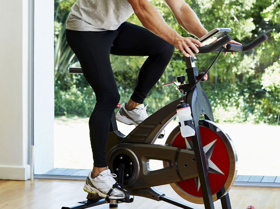 working-out-on-exercise-bike-at-home